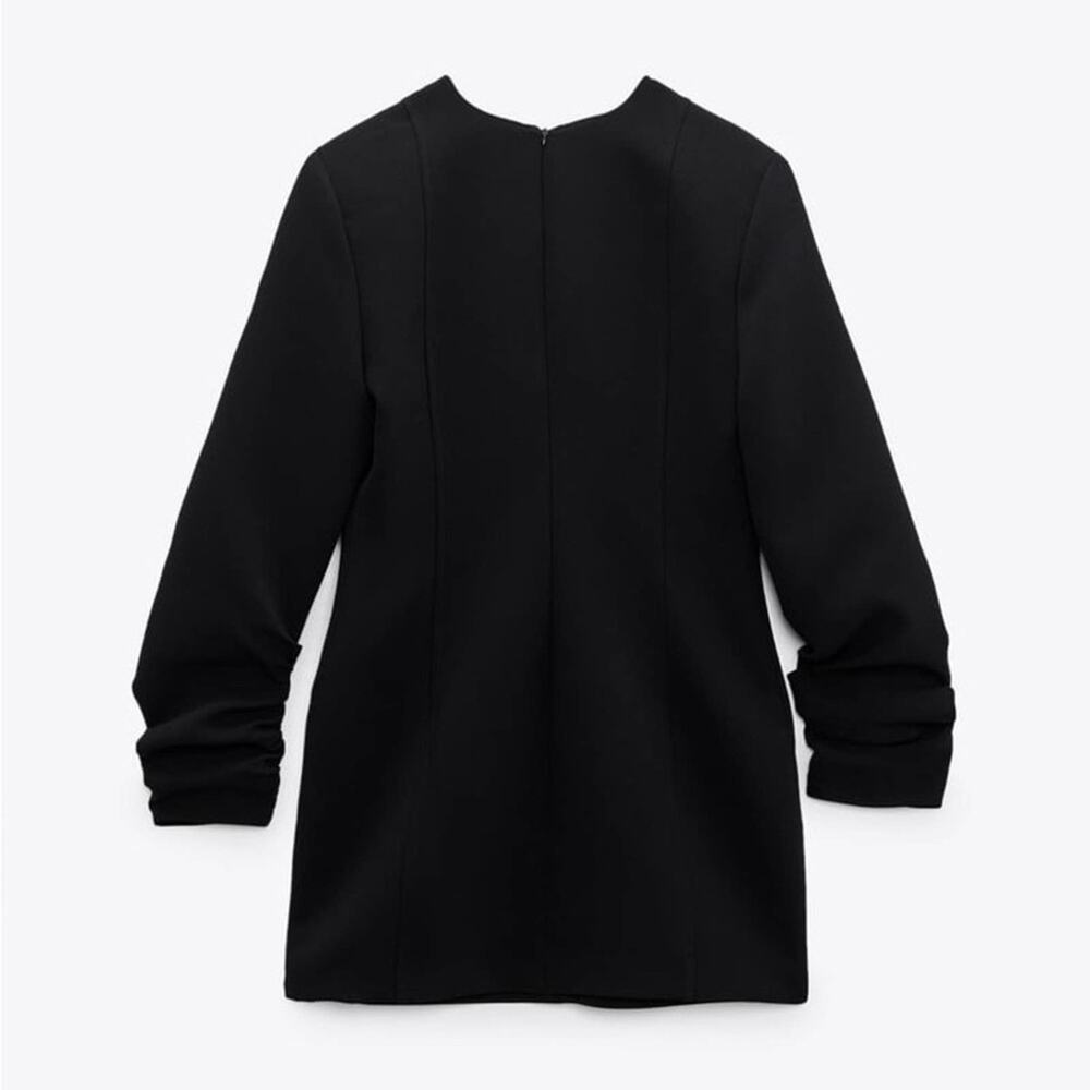 Zara Black V-Neck Long-Sleeve Mini Dress - Picture 6 of 8
